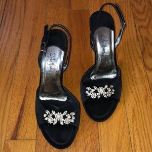 Cole Haan Black Satin Slingback Sandals